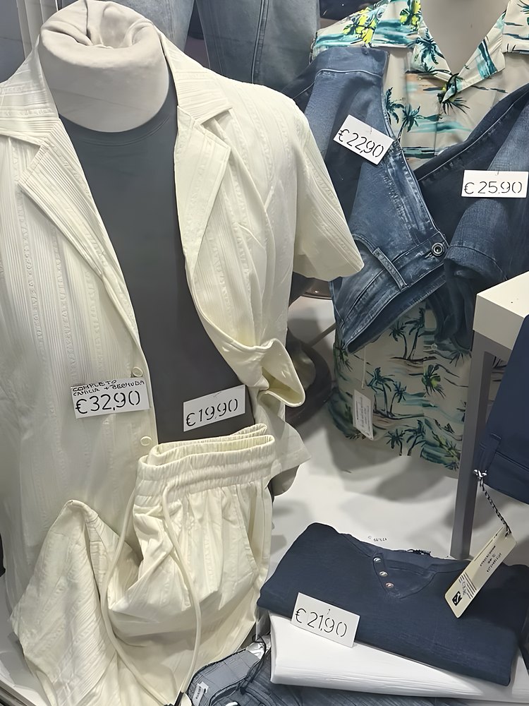 Completo camicia e bermuda in lino chiaro